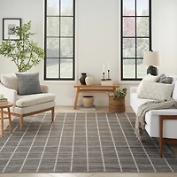 Gray Serenity Geometric Grid Area Rug, 7x9
