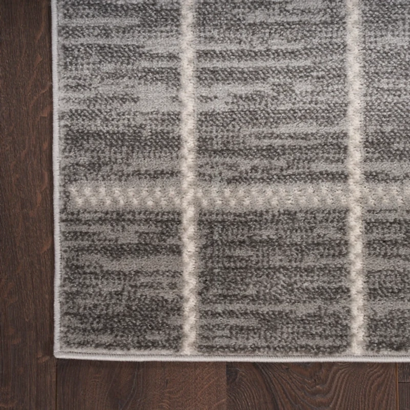 Gray Serenity Geometric Grid Area Rug, 7x9