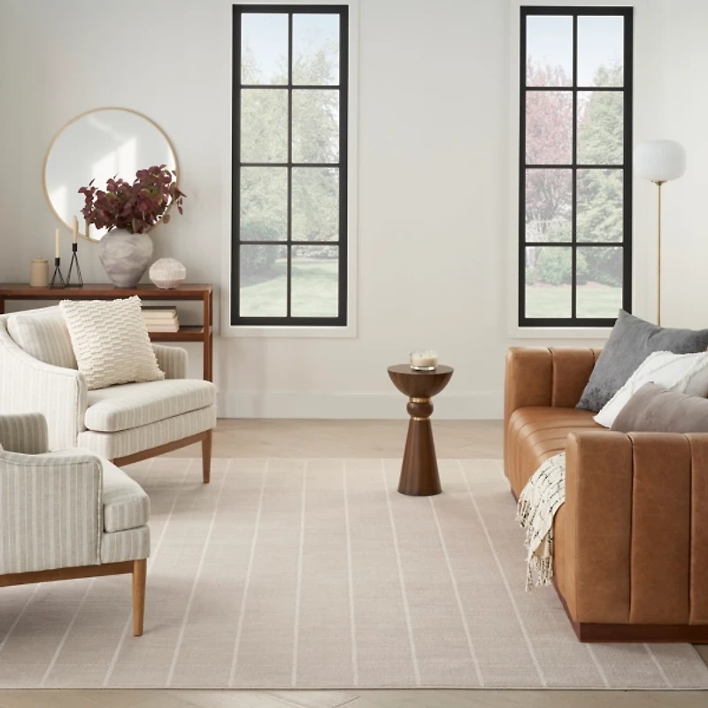 Ivory Serenity Geometric Grid Area Rug, 5x7