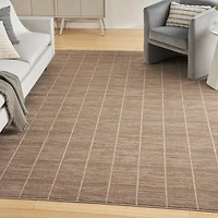 Mocha Serenity Geometric Grid Area Rug