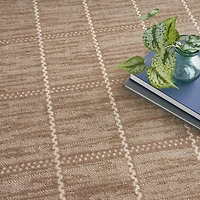 Mocha Serenity Geometric Grid Area Rug
