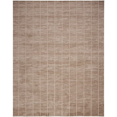 Mocha Serenity Geometric Grid Area Rug