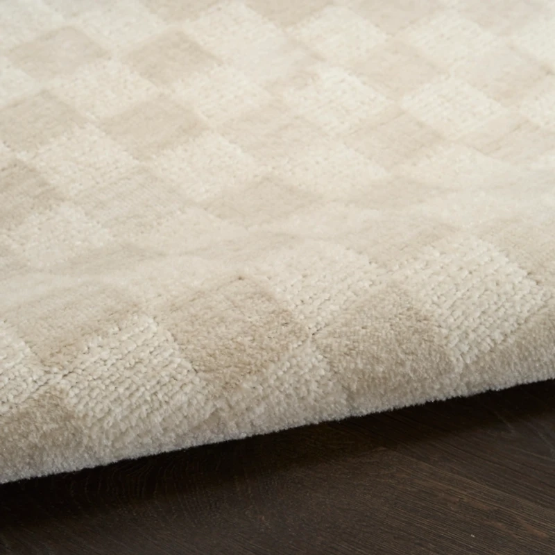 Beige Serenity Checkered Runner, 2x7