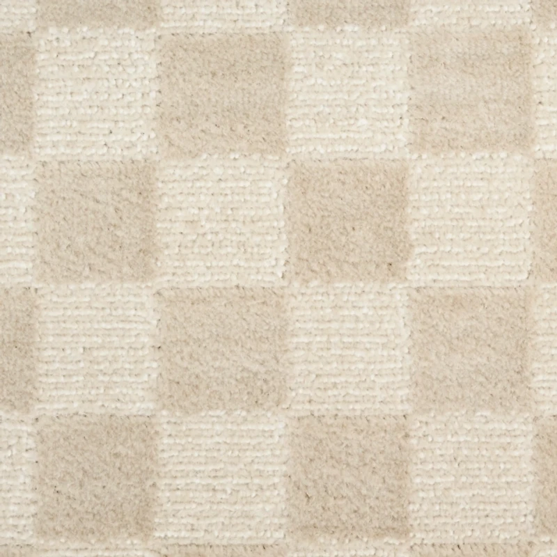Beige Serenity Checkered Runner, 2x7