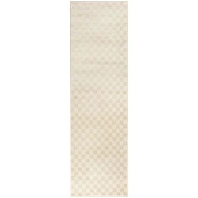 Beige Serenity Checkered Runner, 2x7