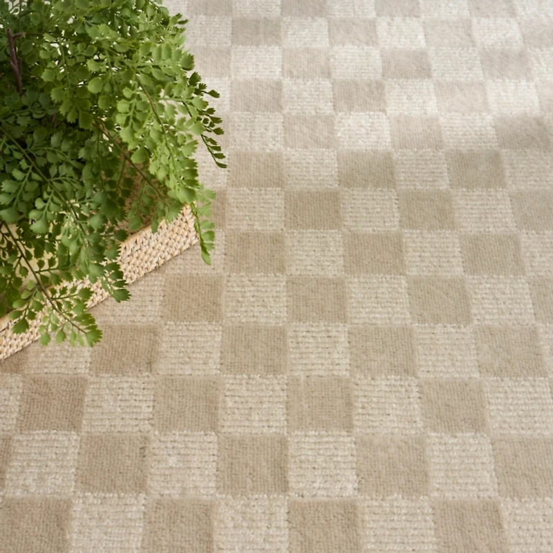 Beige Serenity Checkered Area Rug