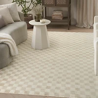 Beige Serenity Checkered Area Rug, 7x9