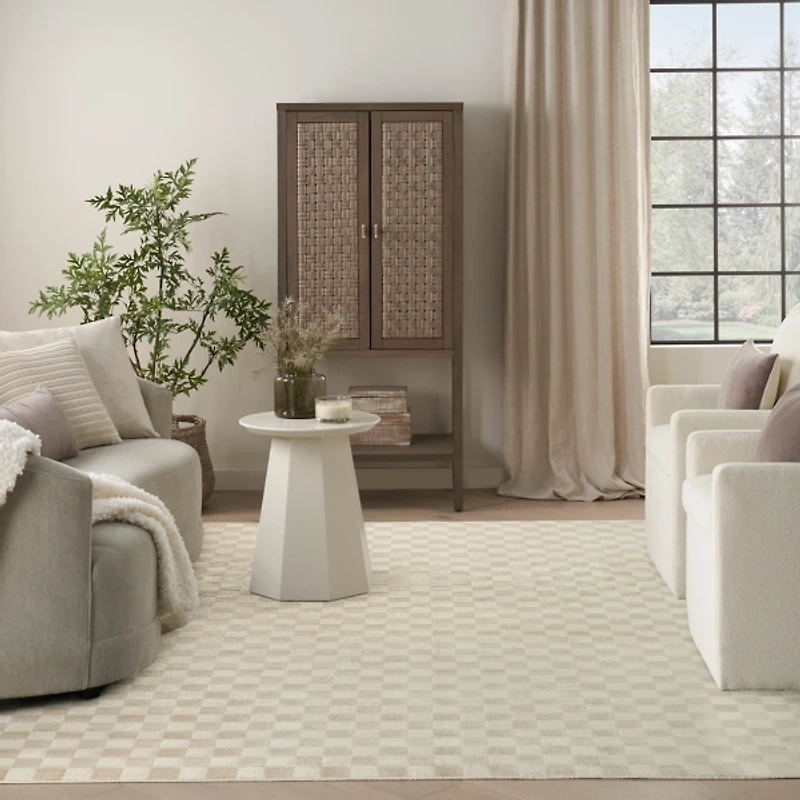 Beige Serenity Checkered Area Rug, 7x9