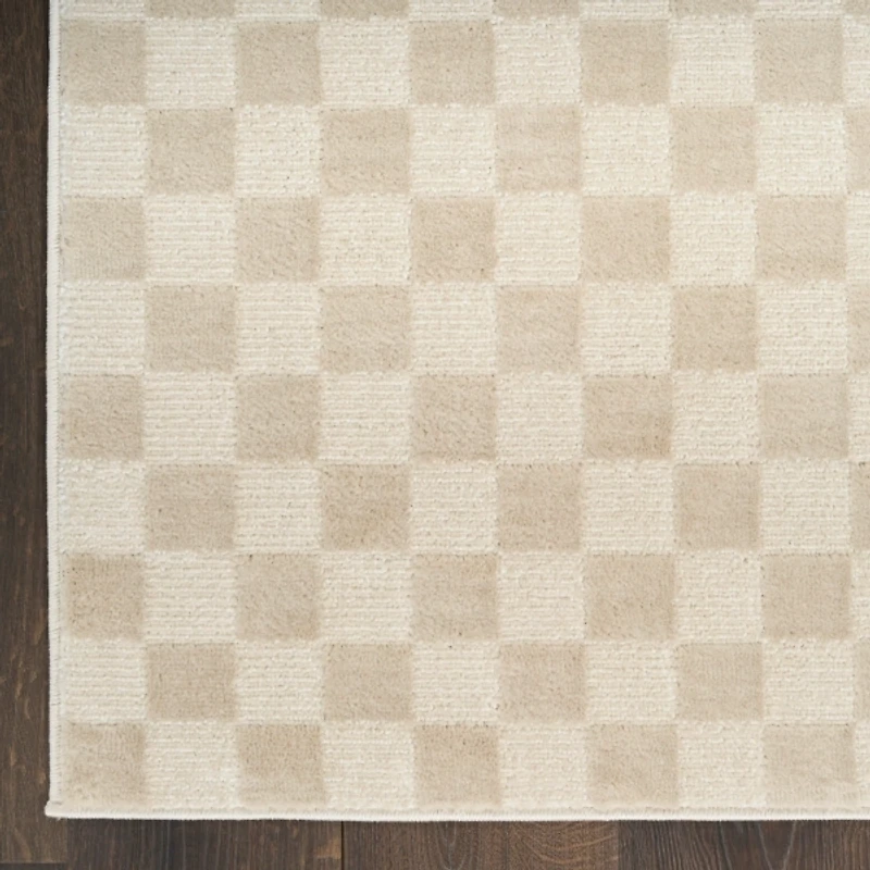 Beige Serenity Checkered Area Rug, 7x9
