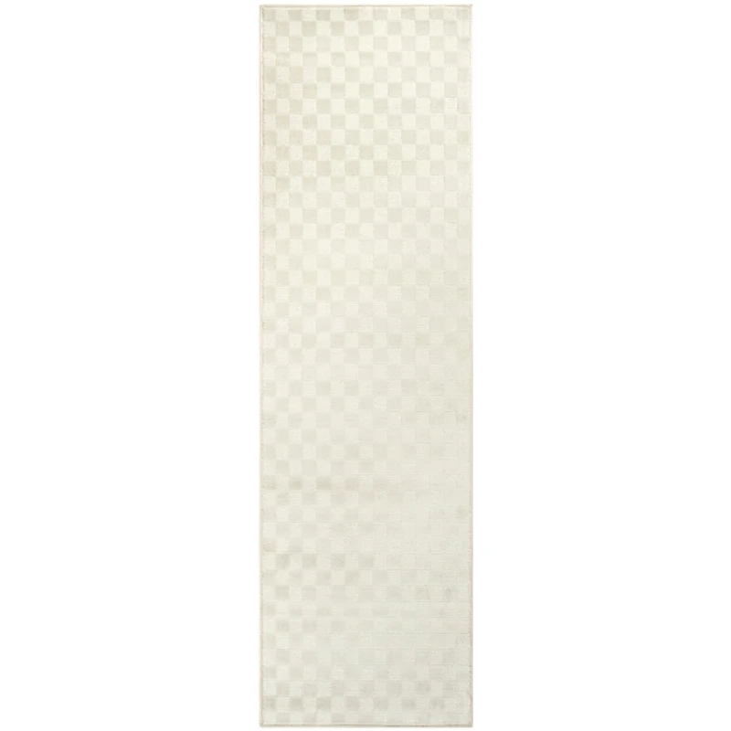 Ivory Serenity Checkered Runner, 2x7