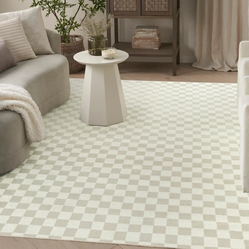 Ivory Serenity Checkered Area Rug, 7x9