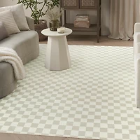 Ivory Serenity Checkered Area Rug, 7x9