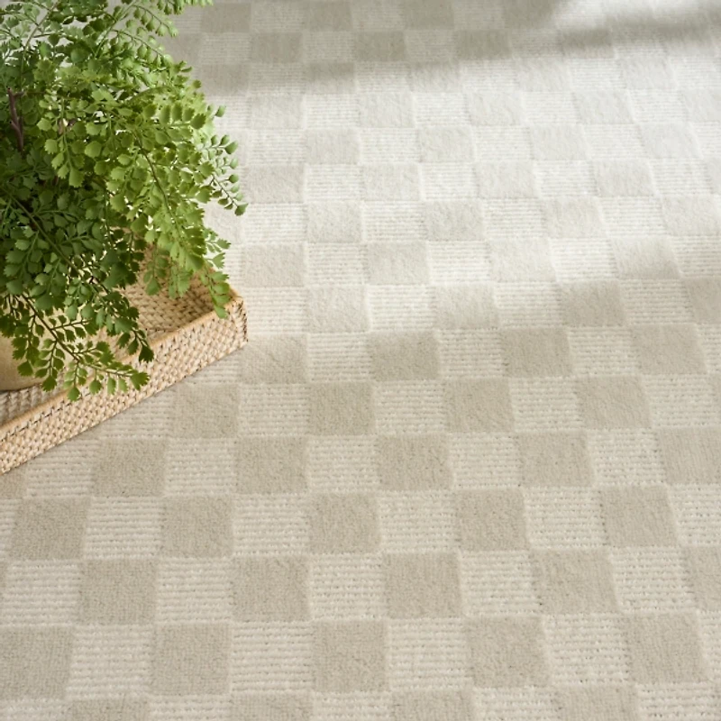 Ivory Serenity Checkered Area Rug, 7x9