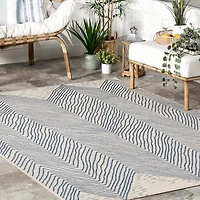 Wavy Chevron Indoor/Outdoor Runner, 2x8