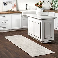 Ivory Woven Rowan Indoor/Outdoor Runner, 2x8