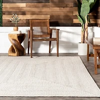 Ivory Woven Rowan Indoor/Outdoor Runner, 2x8