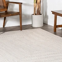 Ivory Woven Rowan Indoor/Outdoor Runner, 2x8