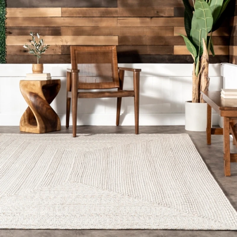 Ivory Woven Rowan Indoor/Outdoor Area Rug, 5x8