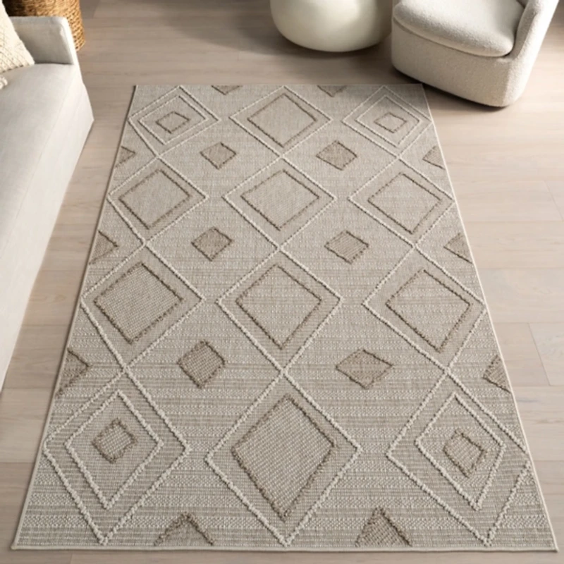 Tan Maline Geometric Indoor/Outdoor Area Rug
