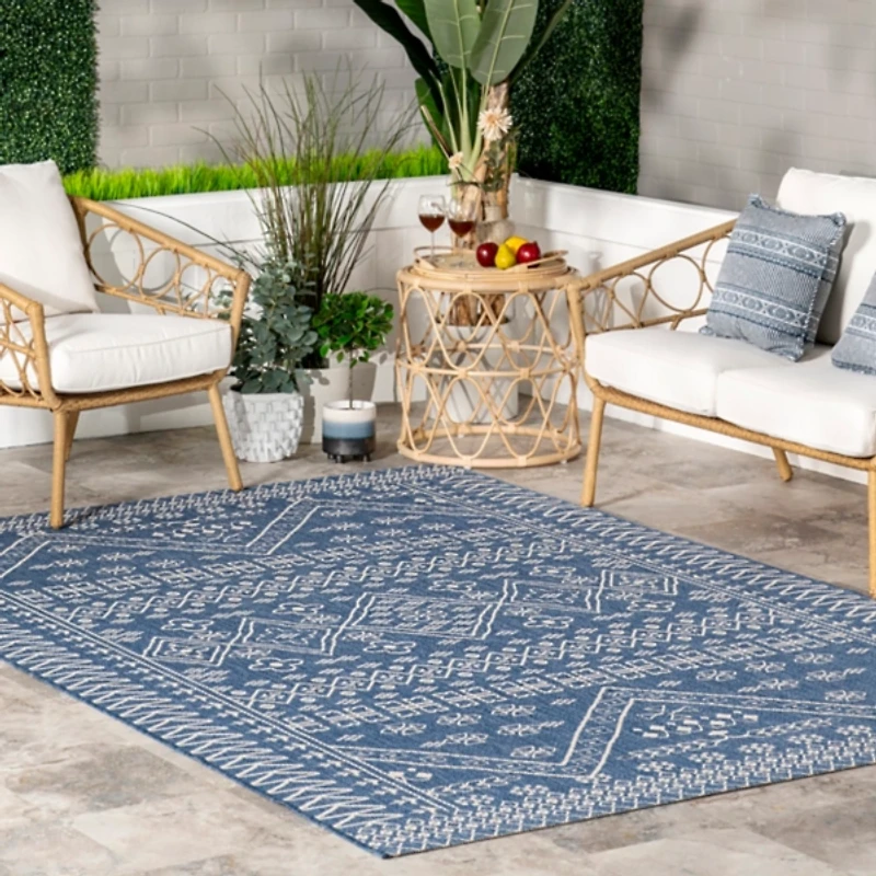 Blue Kandace Diamond Indoor/Outdoor Area Rug