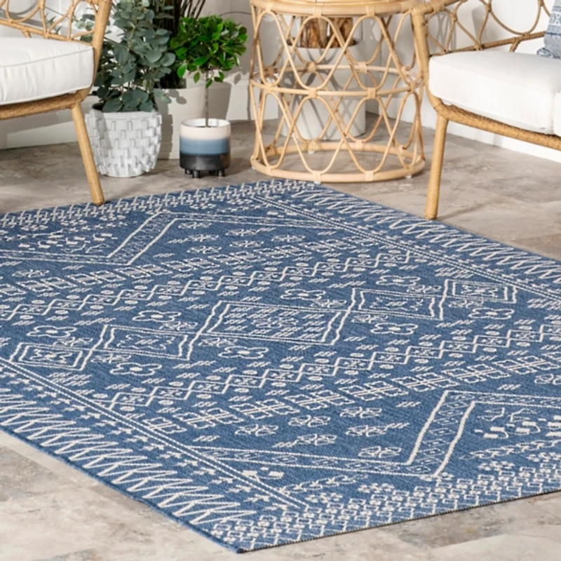 Blue Kandace Diamond Indoor/Outdoor Area Rug
