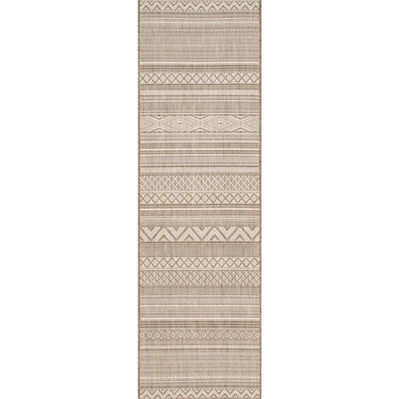 Linda Tan Geometric Indoor/Outdoor Runner, 2x8