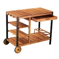 Acacia Wood and Metal Indoor/Outdoor Bar Cart