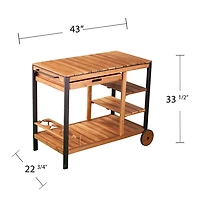 Acacia Wood and Metal Indoor/Outdoor Bar Cart