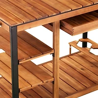 Acacia Wood and Metal Indoor/Outdoor Bar Cart