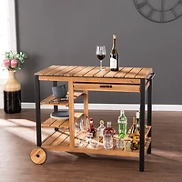 Acacia Wood and Metal Indoor/Outdoor Bar Cart