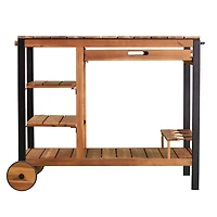 Acacia Wood and Metal Indoor/Outdoor Bar Cart