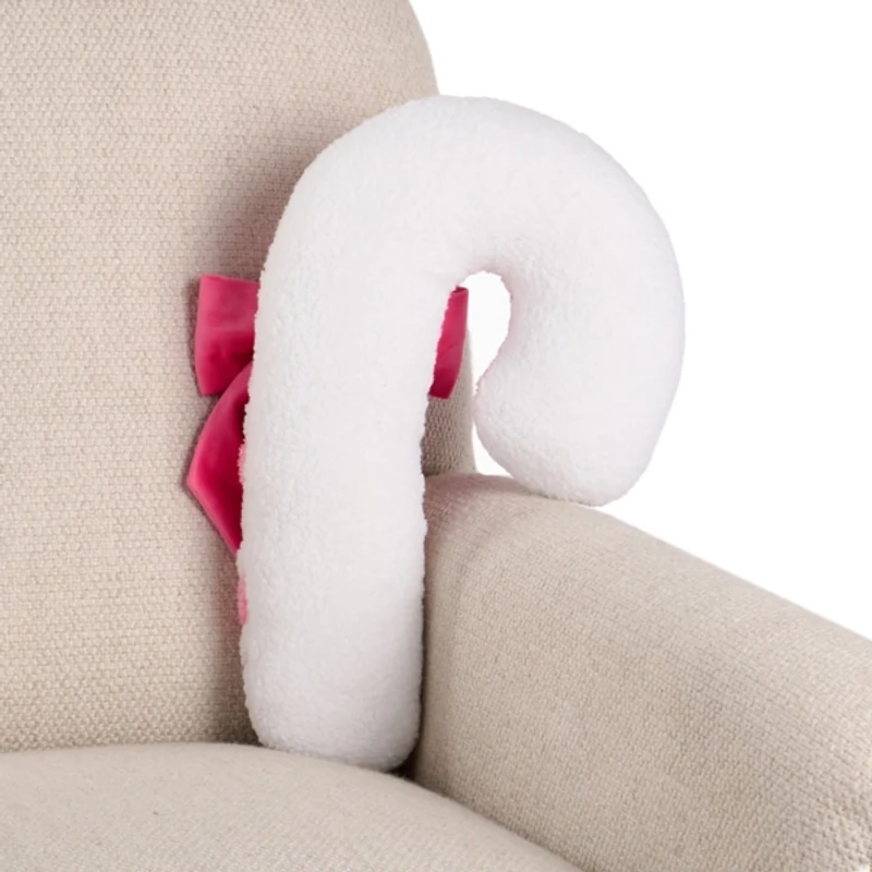 Pink Candy Cane Shaped Boucle Pillow