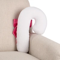 Pink Candy Cane Shaped Boucle Pillow