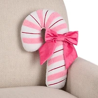 Pink Candy Cane Shaped Boucle Pillow