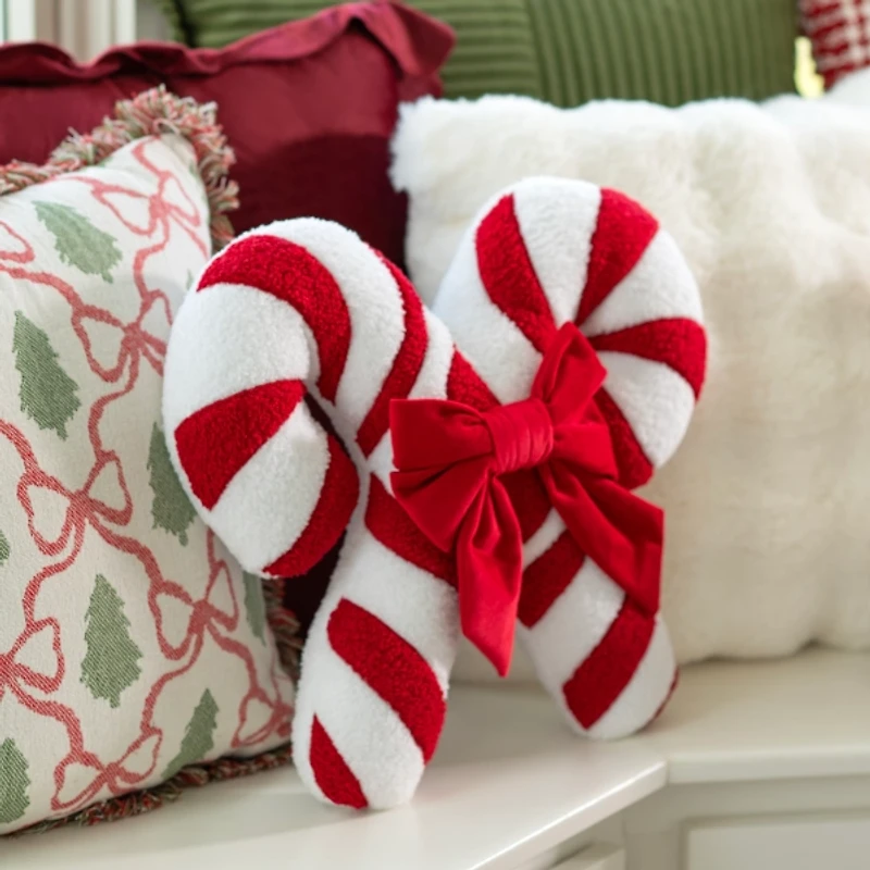 Double Candy Cane Shaped Boucle Pillow