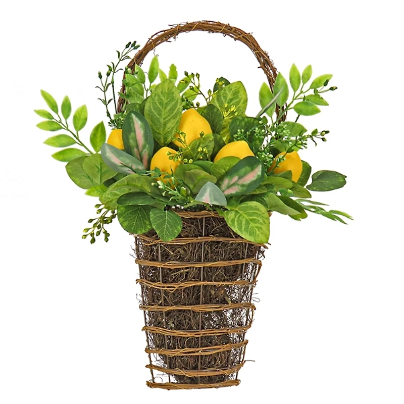 Leafy Greens and Lemons Wall Basket