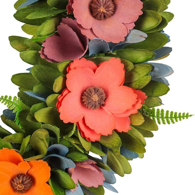 Spring Floral Fern Wood Wreath