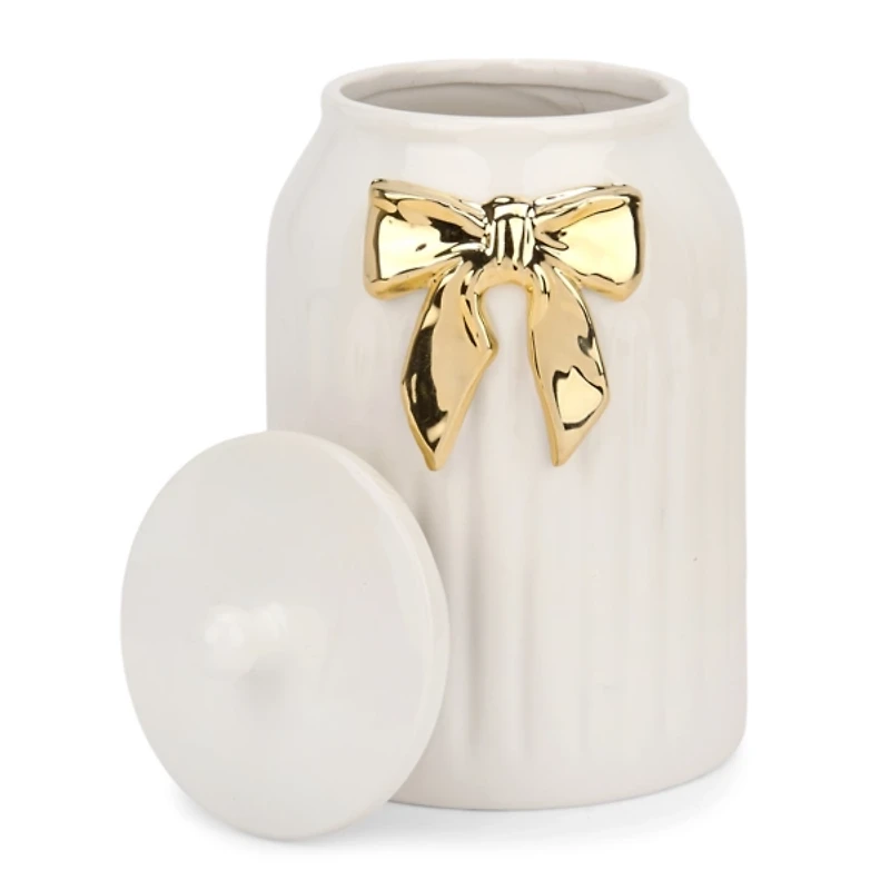 Gold Bow Ceramic Canister
