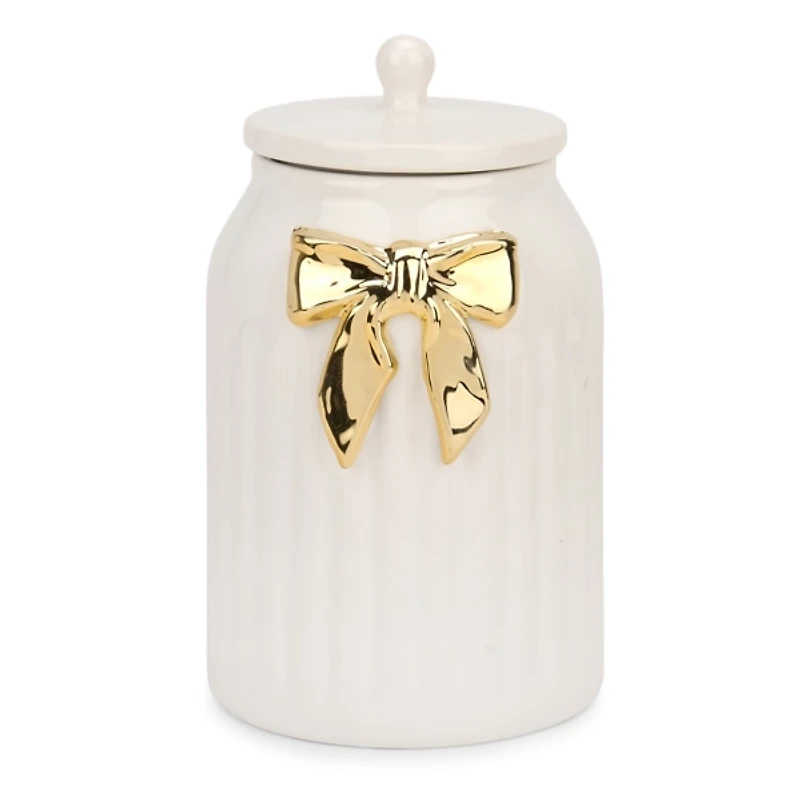Gold Bow Ceramic Canister