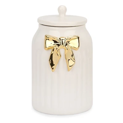Gold Bow Ceramic Canister