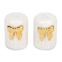 Gold Bow Ceramic Salt and Pepper Shaker Set
