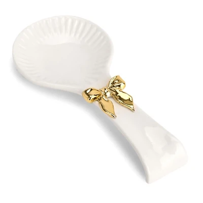 Gold Bow Ceramic Spoon Rest