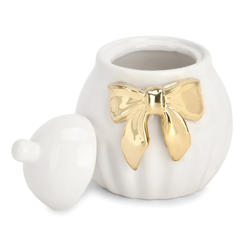Gold Bow Ceramic Sugar Canister
