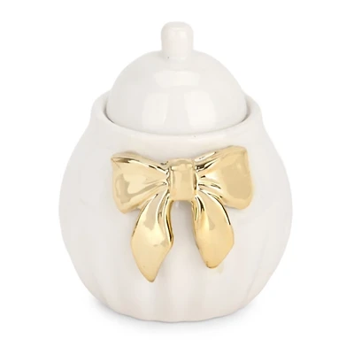 Gold Bow Ceramic Sugar Canister