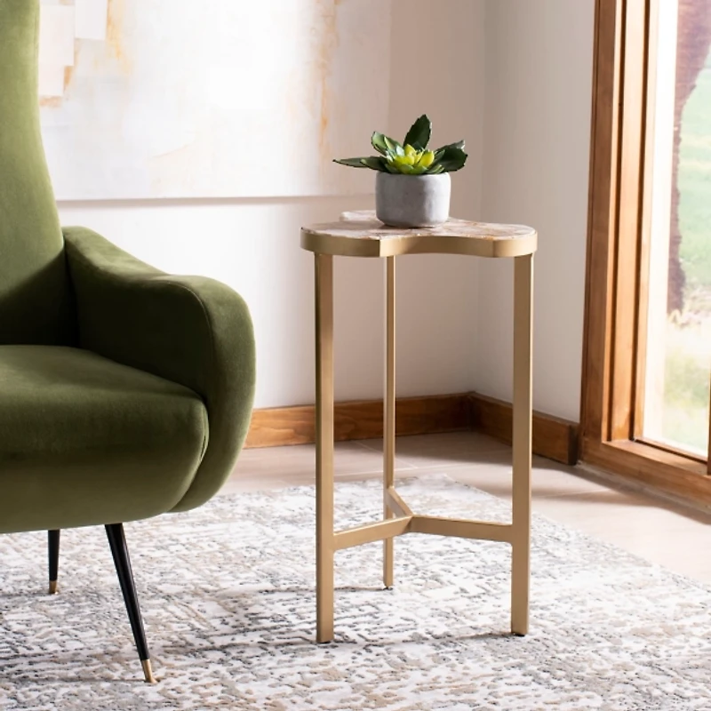 Gold Abstract Agate Accent Table