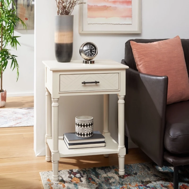 Wood Peyton 1-Drawer End Table