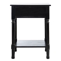 Black Wood Peyton 1-Drawer End Table