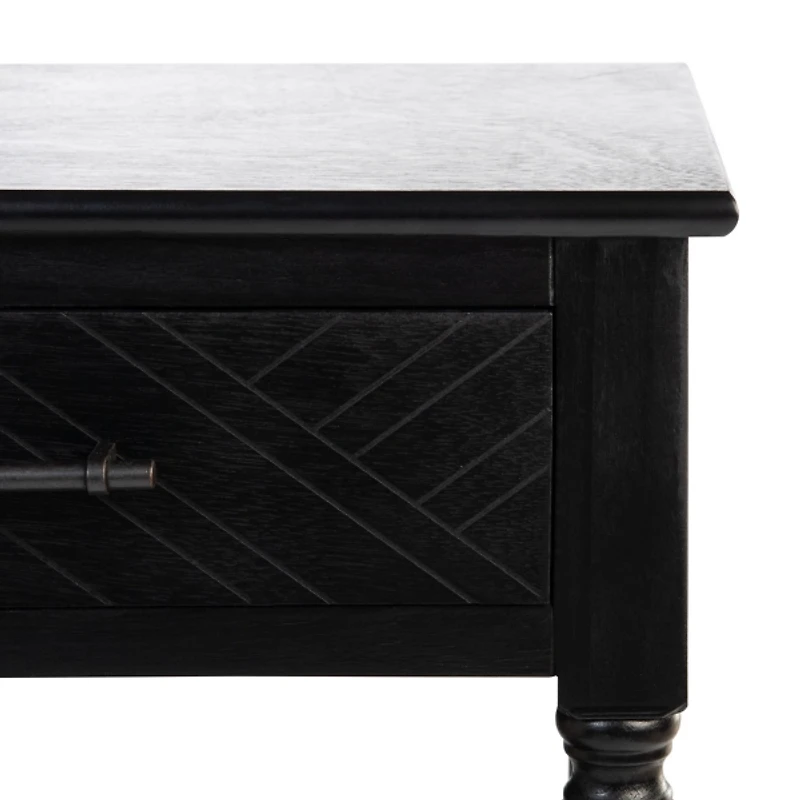 Black Wood Peyton 1-Drawer End Table