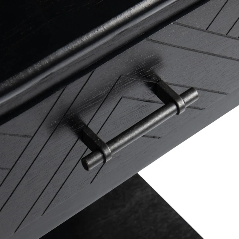 Black Wood Peyton 1-Drawer End Table