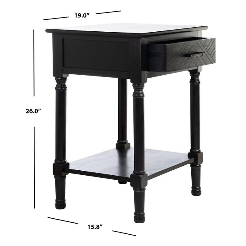 Black Wood Peyton 1-Drawer End Table